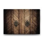 Tabloshop Ahşap Kahverengi Kapı 75x50 cm Tablo