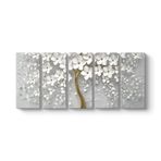 tabloshop Beyaz Gelincik Kanvas Tablo 162 x 70-5 Parçalı