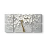 tabloshop Beyaz Gelincik Kanvas Tablo 166 x 83-5 Parçalı