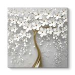 tabloshop Beyaz Gelincik Kanvas Tablo 80 x 80