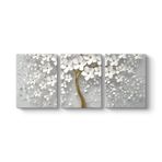 tabloshop Beyaz Gelincik Kanvas Tablo 96 x 40-3 Parçalı