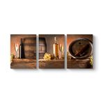 tabloshop Beyaz Şarap Panorama Tablo 126 x 55-3 Parçalı