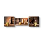 tabloshop Beyaz Şarap Panorama Tablo 136 x 40-3 Parçalı