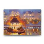Tabloshop Çardak Altında Işıklı Gece 45x30 cm Tablo