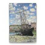 Tabloshop Claude Monet Boat Lying at Low Tide 100x140 cm Tablo