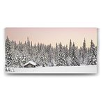 Tabloshop Dağ Evi ve Kar Manzarası 160x80 cm Tablo