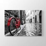 Tabloshop Dar Sokakta Kırmızı Bisiklet 45x30 cm Tablo