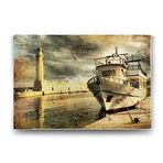 Tabloshop Eski Liman ve Tekne 45x30 cm Tablo