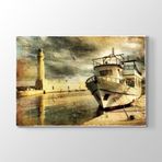 Tabloshop Eski Liman ve Tekne 90x60 cm Tablo