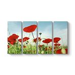 tabloshop Gelincik Tarlası Panorama Tablo 129 x 70-4 Parçalı