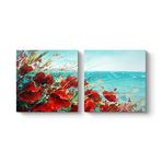 tabloshop Gelincikler 2 Parçalı Tablo 83 x 40-2 Parçalı