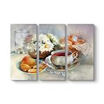 tabloshop Kahvaltı Reprodüksiyon Tablo 111 x 75-3 Parçalı