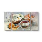 tabloshop Kahvaltı Reprodüksiyon Tablo 126 x 70-3 Parçalı
