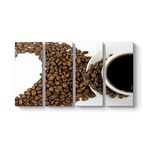tabloshop Kahve Sevgisi Panorama Tablo 129 x 70-4 Parçalı