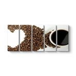 tabloshop Kahve Sevgisi Panorama Tablo 162 x 70-5 Parçalı