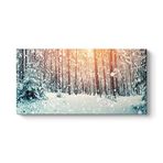 tabloshop Karla Kaplı Çam Ağaçları Kanvas Tablo 80 x 40