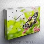 Tabloshop Kelebek Saat 45X30cm Kanvas Tablo