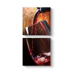tabloshop Kırmızı Şarap Kadeh Vertica Tablo 60 x 123-2 Parçalı