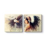 tabloshop Kızılderili ve Kartal Tablo 123 x 60-2 Parçalı