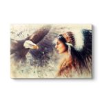 tabloshop Kızılderili ve Kartal Tablo 45 x 30
