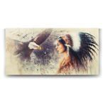 tabloshop Kızılderili ve Kartal Tablo - 80x40cm