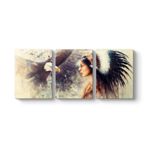 tabloshop Kızılderili ve Kartal Tablo 96 x 40-3 Parçalı
