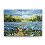Tabloshop Mavi Çiçek Tarlası 140x100 cm Tablo