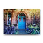 Tabloshop Mavi Kapı ve Pencereli Ev 90x60 cm Tablo