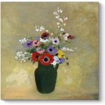 Tabloshop Odilon Redon - Büyük Yeşil Vazo ile Karışık Çiçekler Tablosu - 30 x 30 cm