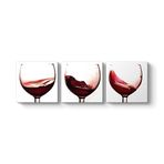 tabloshop Şarap Kadehleri Panorama Tablo 126 x 40-3 Parçalı