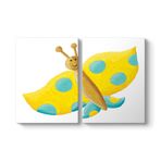 tabloshop Sarı Kelebek Tablo 103 x 70-2 Parçalı