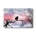tabloshop Seçe Kuşu ve Dolunay Kanvas Tablo 100 x 70