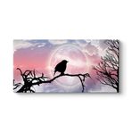tabloshop Seçe Kuşu ve Dolunay Kanvas Tablo 140 x 70