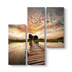 tabloshop Tahta Köprü 3 Parçalı Tablo 96 x 100-3 Parçalı