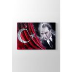 Tabloshop Türk Bayraklı Atatürk 45x30 cm Tablo