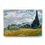 Tabloshop Vincent Van Gogh Selvi Ağaçlı Buğday Tarlası 125x80 cm Tablo