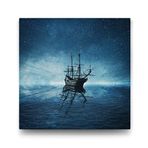 Tabloshop Yıldızlı Gökyüzü ve Gemi 70x70 cm Tablo
