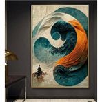 TabloWall Tablowall Çerçeveli Buddha Yağli Boya Tablo 90x120