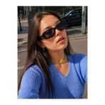 Tabris Luxary Kadın Şeffaf Güneş Gözlüğü Siyah Cam Dikdörtgen Çerçeve Retro Y2K Vintage UV400