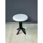 Tabure Beyaz Deri Puf Makyaj Masası Sandalyesi Metal Sandalye Tekli Çap 39 X Yükseklik 51 Cm