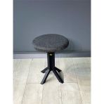 Tabure Gri Keten Kumaş Puf Makyaj Masası Sandalyesi Metal Sandalye Tekli Çap 39 X Yükseklik 51 Cm