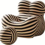 Tabure ve Osmanlı Seti ile Modern Koltuk. Oturma Odası, Yatak Odası, Okuma Odası için Ayak Tabureli Rahat Namlu Sandalyesi. Siyah Zarif Relax Sandalye, Maksimum Rahatlama için 46"x39".