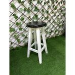 Taburecity-Siyah-Beyaz Ahşap Tabure -Bar Tabure ( 60 cm ) 1 Adet - Beyaz - Siyah