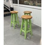 Taburecity-Yeşil Ahşap Tabure-Sandalye-60 cm -1 Adet - Naturel - Yeşil