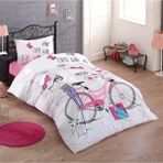 Taç %100 Pamuk Tek Kişilik Genç Nevresim Takımı Cute Girl - Beyaz - 160 x 220 cm