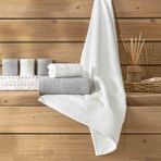 Taç 6'lı El ve Yüz Havlusu Seti Lume Beyaz-Gri ( 30 x 50 - 50 x 80 cm ) - 30 x 50 cm - 50 x 85 cm - Beyaz - Gri