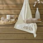 Taç 6'lı El ve Yüz Havlusu Seti Vira Krem-Camel ( 30 x 50 - 50 x 80 cm ) - 30 x 50 cm - 50 x 85 cm - Krem - Camel