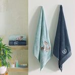 Taç Bambu Rıver Hamam Seti Mavi 4'Lü Set