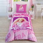 Taç Barbie Extra Sweet Lisanslı Karakter Baskılı%100 Pamuk Nevresim Takımı, Çok Renkli, Tek Kişilik (Nevresim: 160x220 cm/Lastikli Çarşaf: 100x200 cm / 1 Adet Yastık Kılıfı: 50x70 cm)