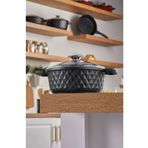 Taç Bella TAC-3875 Siyah 24 cm Cam Kapak Döküm Derin Tencere